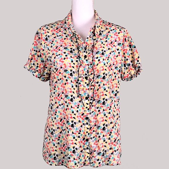 Multicolor Button Up Blouse - Picture 1 of 6